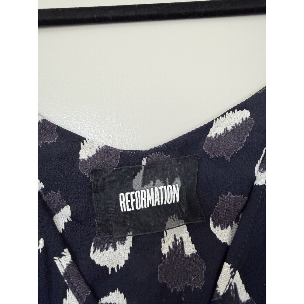 Reformation Eli 90s Mini Slip Dress Navy Wild Child Animal Print Size Medium - Picture 3 of 7